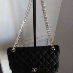 Chanel Maxi Classic  Double Flap Quilted Blk Purse