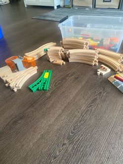Wooden Train Track Set with Accessories