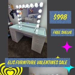 Vanity With X L Mirror  Bluetooth Speaker $998 FREE LOCAL DELIVERY & SET UP