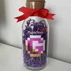 MapleStory Glass Bottle 9" G Coin Limited Maple Story Fest 2024 Cork Top
