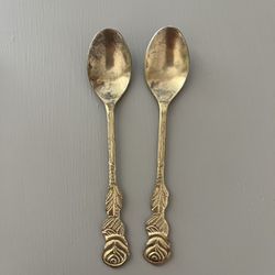 Gold Plated Pair Of Spoons 