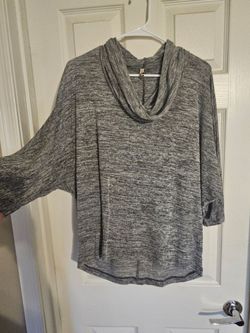 XL cowl neck, short sleeve shirt, loose fit, longer in the back.