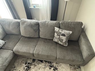 Gray Textured Fabric Sectional Sofa