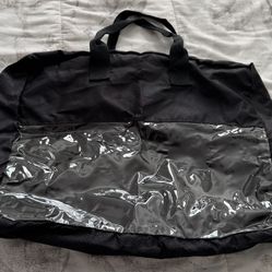 Black Nylon Zipper Closure Tote Bag, size 18x12