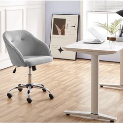 Velvet Desk Vanity Chair with Wheels Back Cute Small Swivel Comfy Computer Chair with Adjustable Height Tilt Angle Upholstered Accent Armchair for Bed