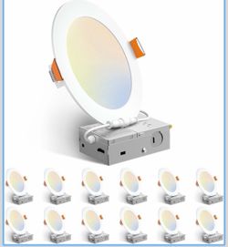 Amico 12-Pack 6-Inch Ultra- Thin Recessed Ceiling Lights, 5 CCT (2700K, 3000K, 3500K, 4000K, 5000K) W