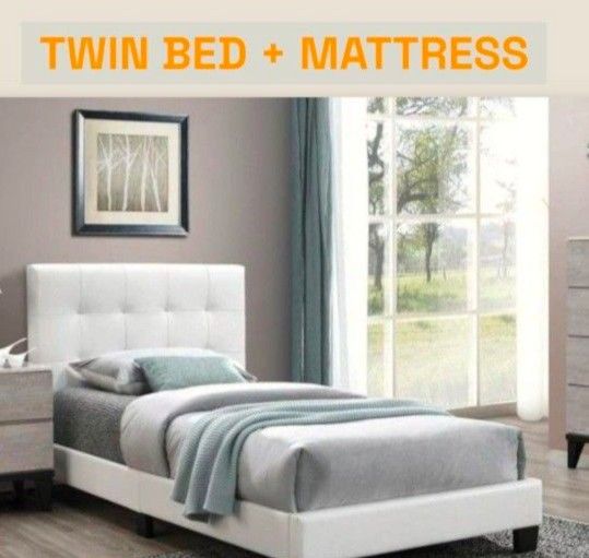 New TWIN SIZE BED FRAME WITH MATTRESS NEW BEDROOM FURNITURE CAMAS INDIVIDUALES NUEVAS CON COLCHÓN