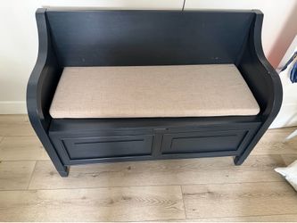 Linen Upholstered Storage Bench