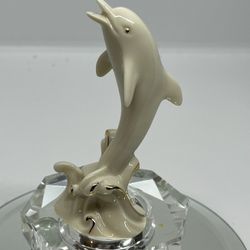 Lenox Collectibles Small Ceramic Dolphin Figurine With Gold Accents 4" Tall 