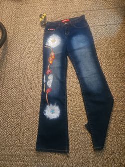 New-XFN Women's   Jeans Hand Painted S