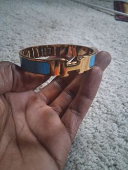 Hermès Clic H Bracelet Gold Turquoise Enamel