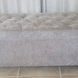 Gray Upholstered Ottoman/Storage Bench