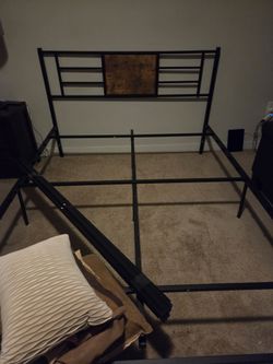 Black Metal Bed Frame with Headboard (short headboard)
