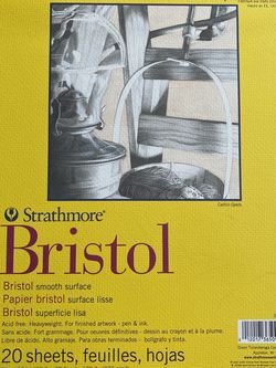 Strathmore 300 Series Bristol Smooth Pad, 9"x12" Tape Bound, 20 Sheets 9"x12"
