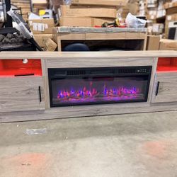 Fireplace TV Stand with 36" Fireplace, gray