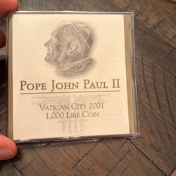 Pope John Paul,, The Second Vatican City 2001 Lire Coin 