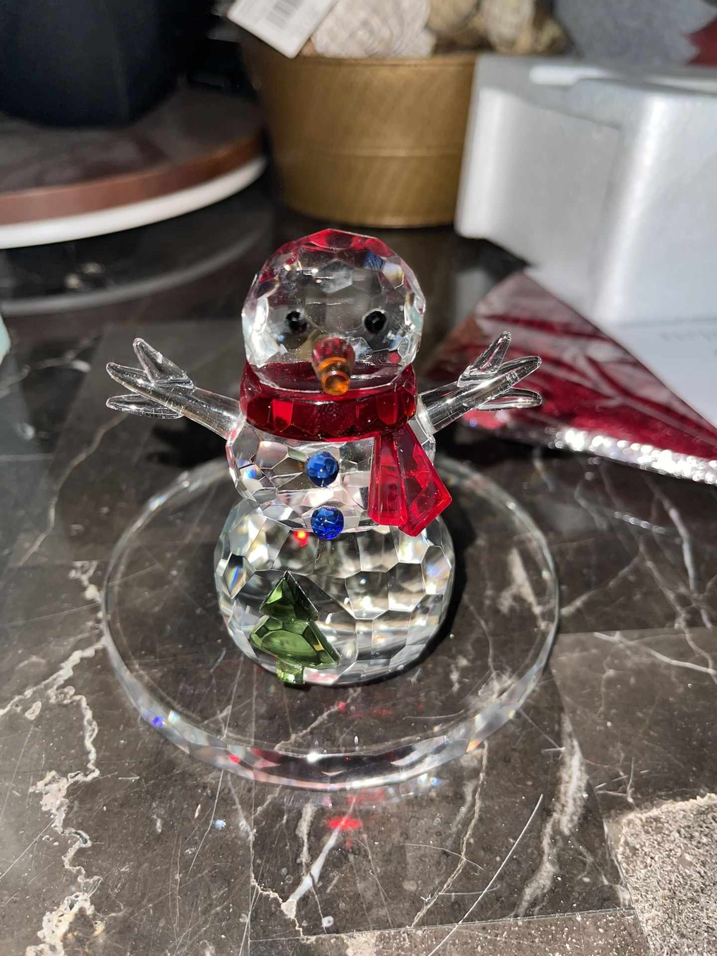 Crystal Tea Light Holder Snowman
