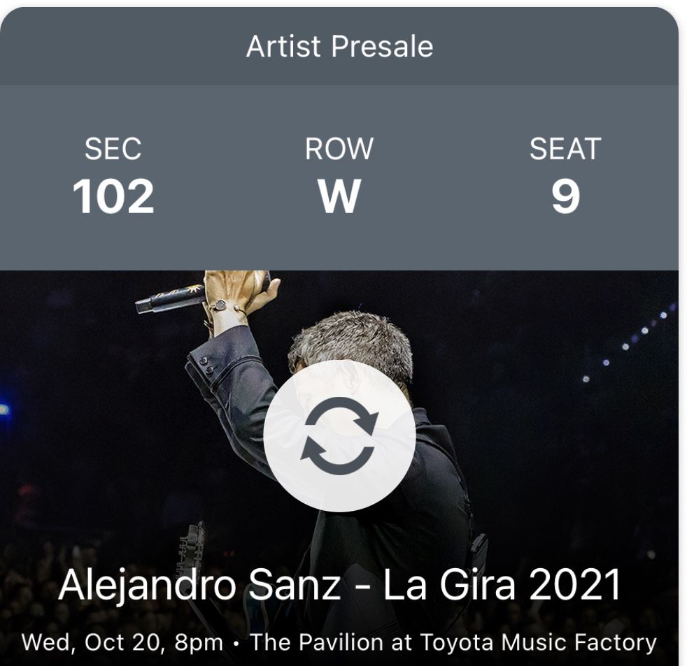 4 Tickets for Alejandro Sanz Concert.