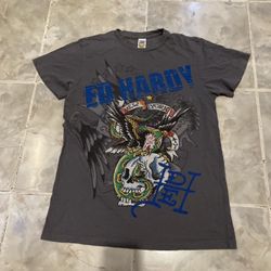 Vintage Y2K Ed Hardy Chistian Audigier Men’s Tattoo Eagle Rhinestone Shirt SZ-S