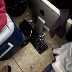 Apple Monitor And Keyboard And Mouse 