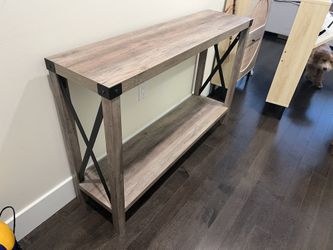 Wood Iron Console Side Table Shelf