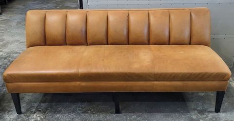 Arhaus Gates Genuine Leather Settee Sette Armless Sofa Couch Bench Made in USA