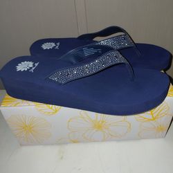 New Yellow Box Wedge Flip Flops