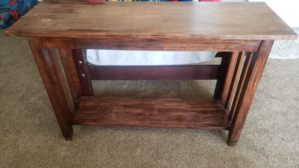 Solid rustic wood sofa table