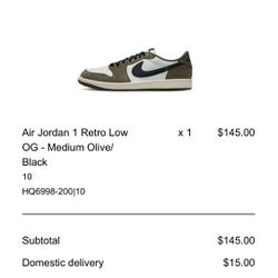Jordan 1 Low “medium olive” Sz 10