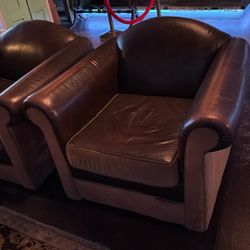 Pair Of Authentic Leather Sofa Chairs