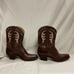 Size 8 Brown Leather Acme Cowboy Boots
