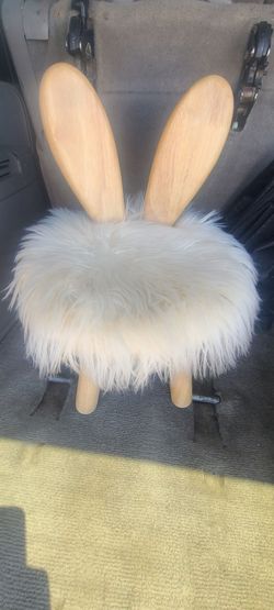 Bunny Ear Kids Stool with Faux Fur Seat