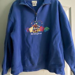 90s Vintage Single Stitched Disney World Party Quarter Zip Sweater (L)