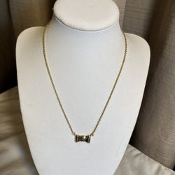Kate Spade New York Gold Tone Chain & Bow Pendant Necklace