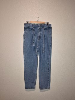 Topshop Women's Mom Jeans Blue Medium Wash Denim High Rise 30W X 30L Regular Fit