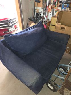 Navy Blue Fabric Loveseat