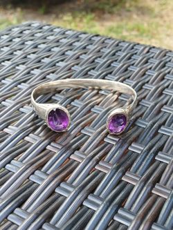Cuff Bracelet With Amethyst Stones