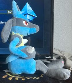 Banpresto Japan Pokemon Lucario Winking Sitting Big Plush Toy NWT Import