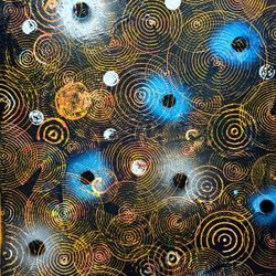 2'×2 1/2' Abstract 'Even In My Dreams It Rains' Spray Paint And Acrylic  On Professional Canvas By Born Loser