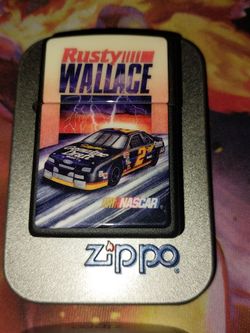 VINTAGE Zippo Rusty Wallace NASCAR Lighter with Tin. BRAND NEW