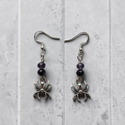 Purple Spider Earrings