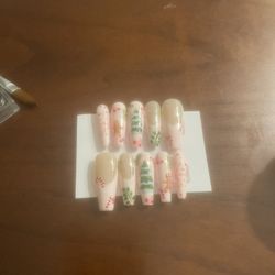 Pink Christmas Press On Nails