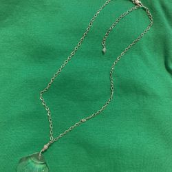 Necklace- shell Shape Crystal- 18” With Pendant- Beautiful
