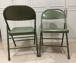 Vintage Antique Krueger Green Metal Folding Chairs