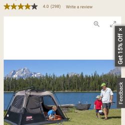 Instant Cabin Coleman 4 Person + Core 30 Sleeping Bag And 60L Backpack
