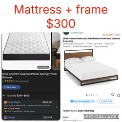 King Mattress And Frame Set 