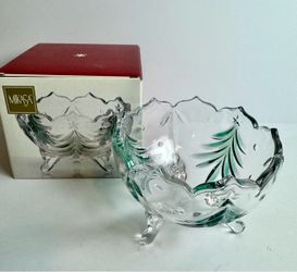 Mikasa Holiday Evergreen Emerald Glass Footed Christmas