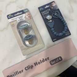 Brand New Pacifier Bundle – Baby Pacifiers + Clips (Never Used)