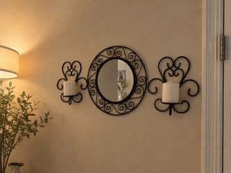 Wall Mirror & Sconce Set