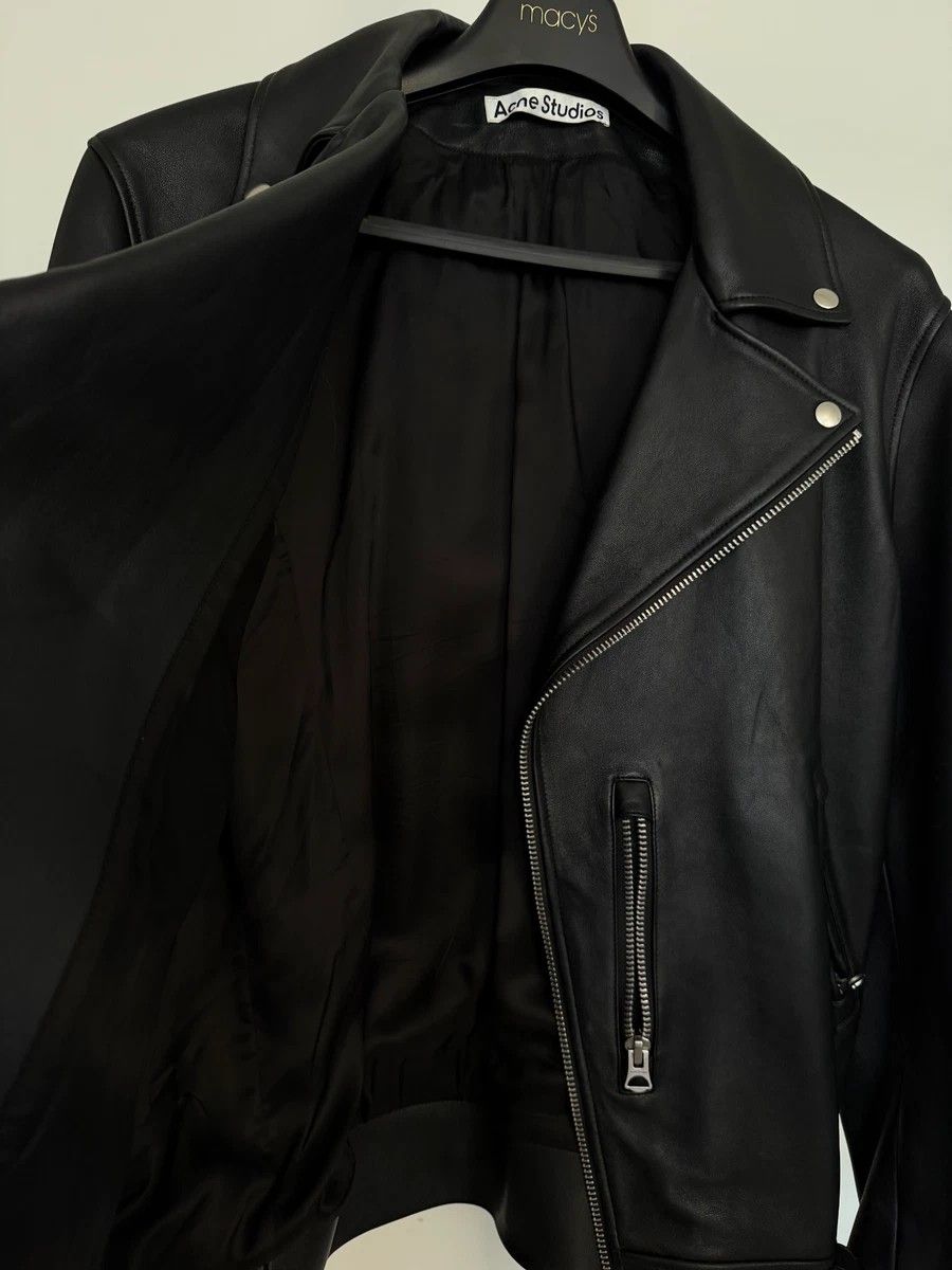 Acne Studios Leather Biker Jacket Double Leather Jacket Mens Size 52 Black